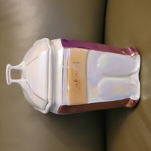 Vtg Art Deco White Block Lusterware Oatmeal canister